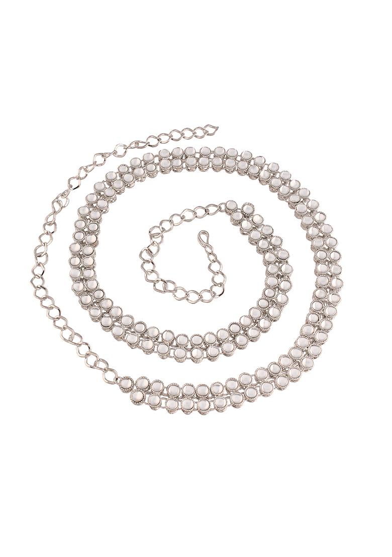 Navratri Silver Plated Traditional Ethnic Round Kundan Studded Adjustable Kamarband