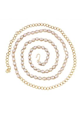 Gold Plated Traditional Ethnic Round Kundan Studded Adjustable Kamarband