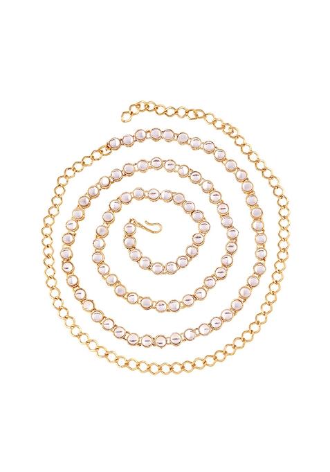 Gold Plated Traditional Ethnic Round Kundan Studded Adjustable Kamarband