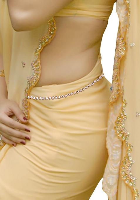 Gold Plated Traditional Ethnic Round Kundan Studded Adjustable Kamarband