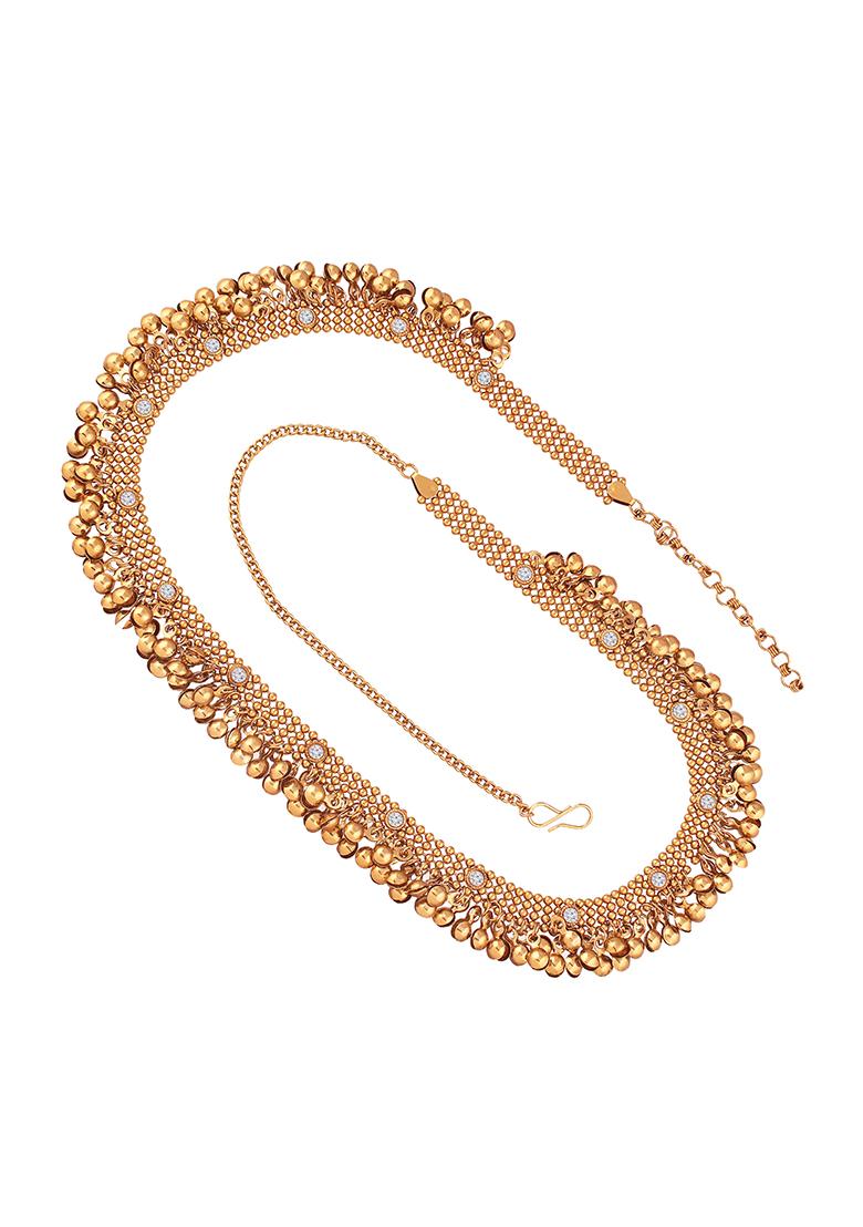 Gold Plated Traditional Ethnic Stone Studded With Ghungroo Work Adjustable Boho Waist Chain