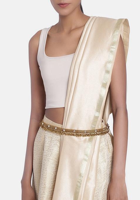 Gold Plated Traditional Ethnic Stone Studded With Ghungroo Work Adjustable Boho Waist Chain