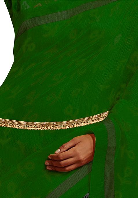 Gold Plated Traditional Ethnic Stone Studded With Ghungroo Work Adjustable Boho Waist Chain