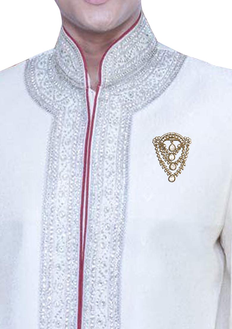 White Stone Studded Brooch Pin