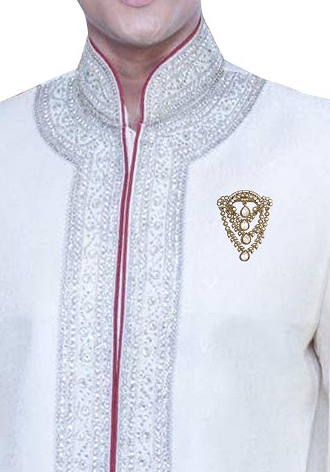 White Stone Studded Brooch Pin