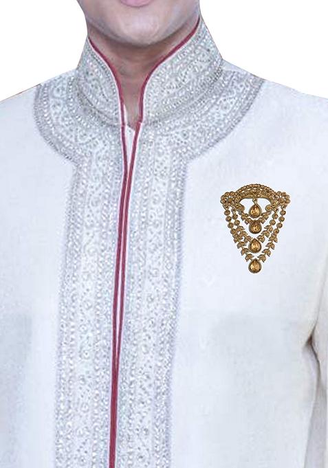 Gold Plated Stone Studded Brooch Pin