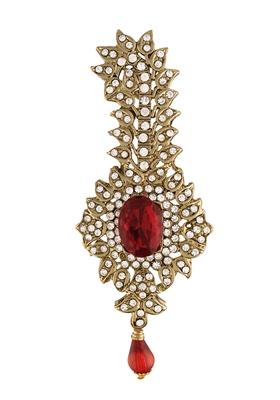 Gold Plated Traditional Stone Pearl Drop Safa Kalangi Brooch Pagadi