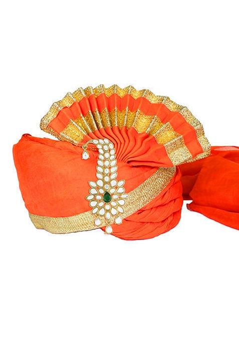 Green Gold Plated Traditional Stone Pearl Drop Safa Kalangi Brooch Pagadi