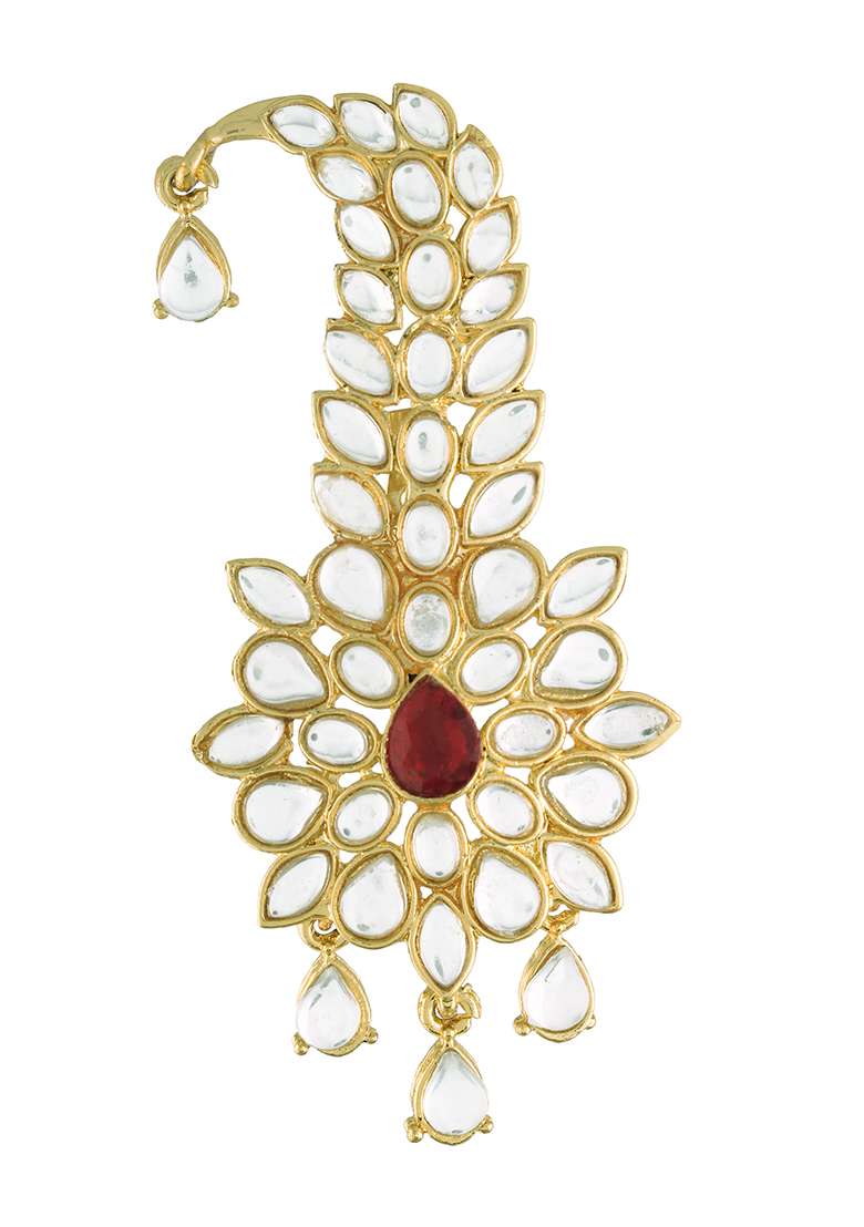 Gold Plated Traditional Kundan Safa Kalangi Brooch Pagadi - Indya