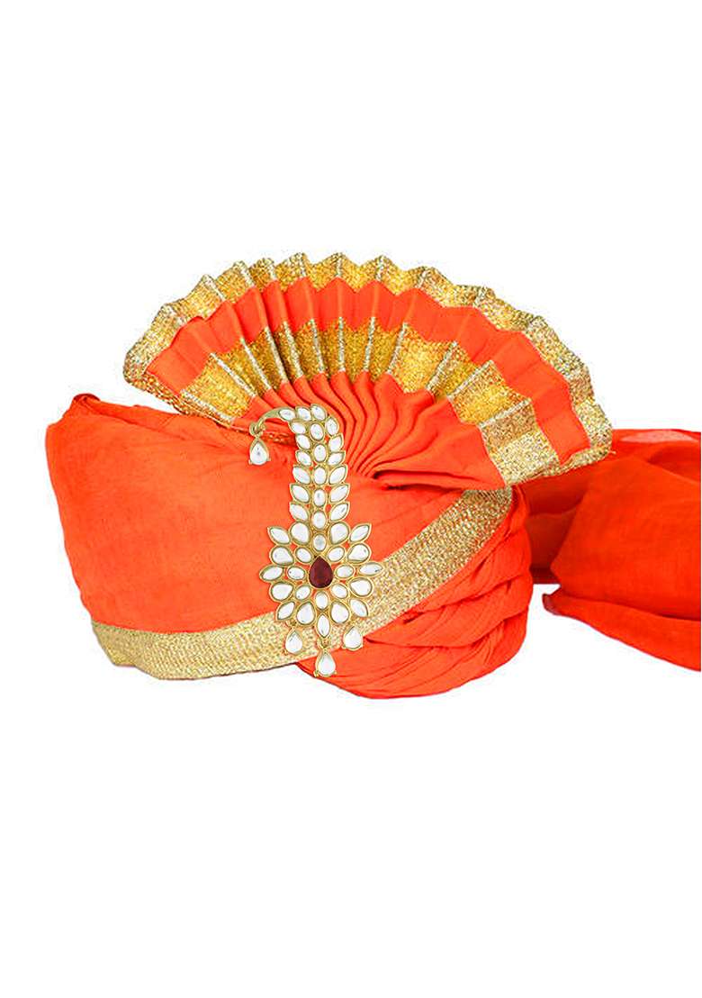 Gold Plated Traditional Kundan Safa Kalangi Brooch Pagadi - Indya