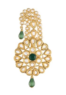 Gold Plated Traditional Kundan Safa Kalangi Brooch Pagadi