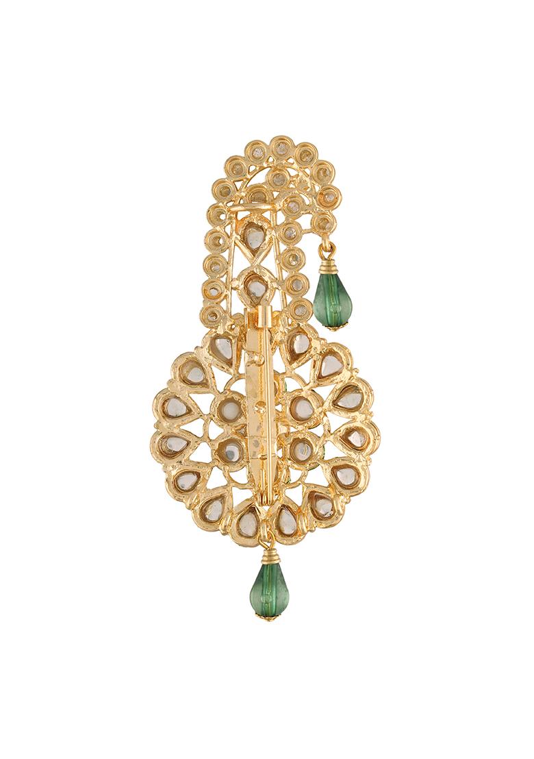 Gold Plated Traditional Kundan Safa Kalangi Brooch Pagadi - Indya