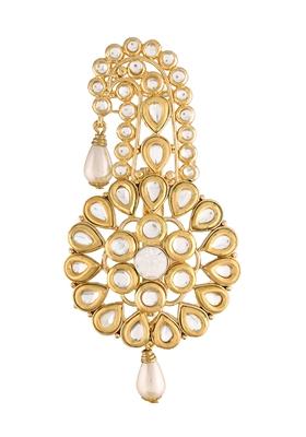 Gold Plated Traditional Kundan Safa Kalangi Brooch Pagadi