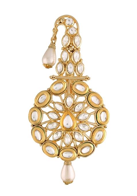 Gold Plated Traditional Kundan Safa Kalangi Brooch Pagadi