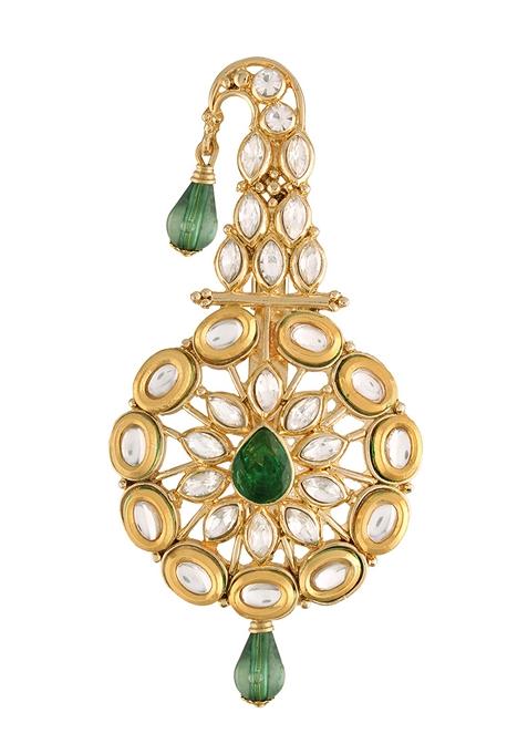 Gold Plated Traditional Kundan Safa Kalangi Brooch Pagadi