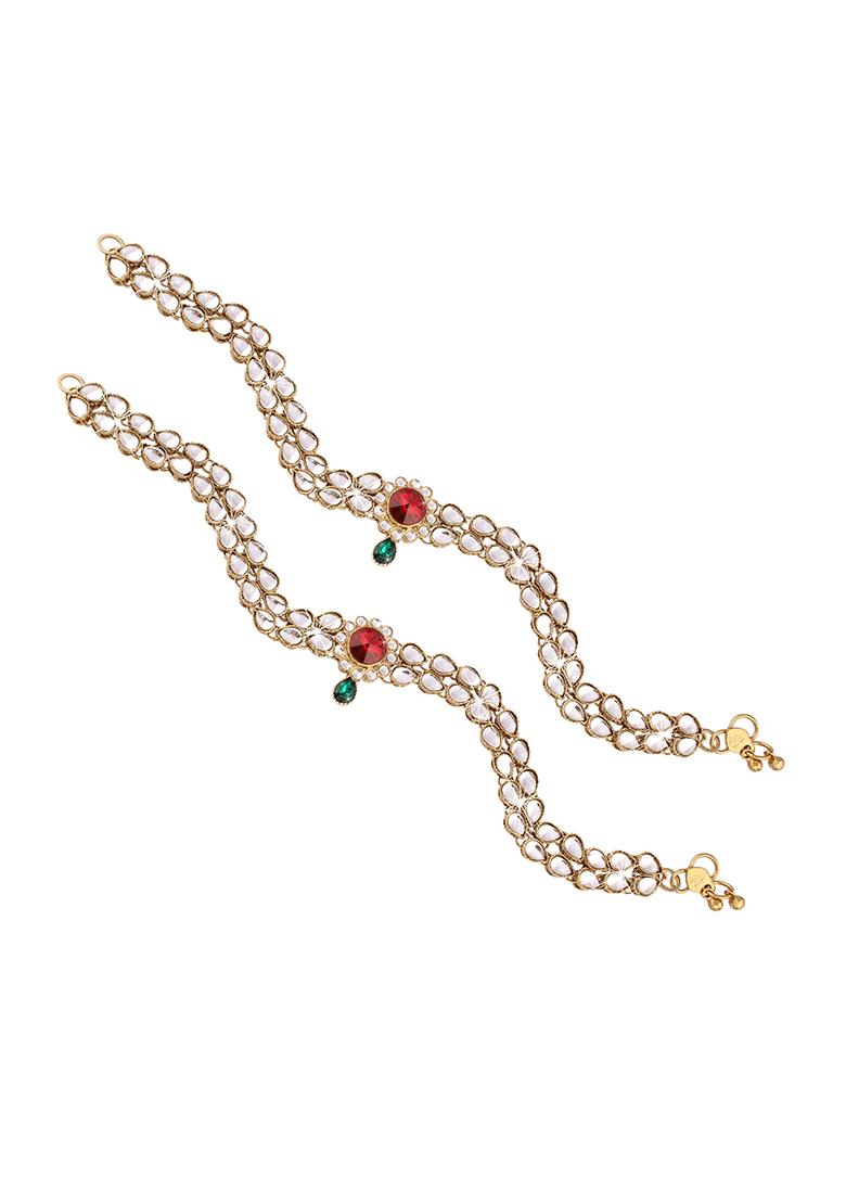 Traditional Gold Plated Kundan Payal Anklets Jewellery