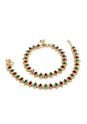 Traditional Gold Plated Alloy Kundan Payal Anklets