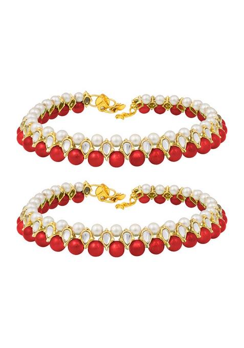 Traditional Gold Plated Kundan Pearl Payal Anklets