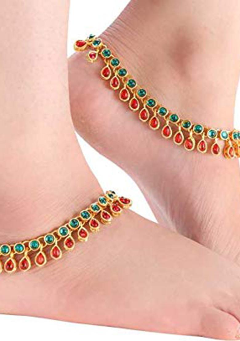 Traditional Gold Plated Kundan Payal Anklets
