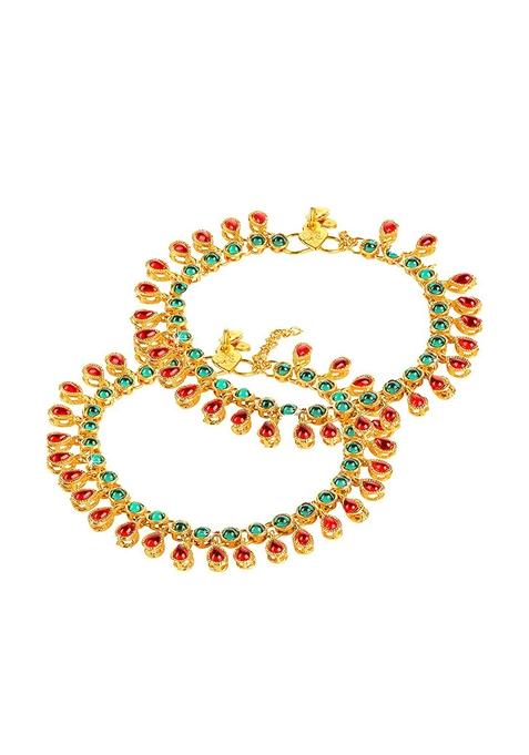 Traditional Gold Plated Kundan Payal Anklets