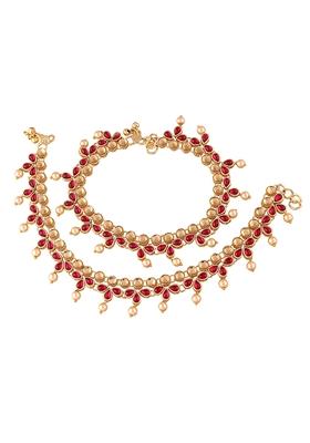 Traditional Gold Plated Kundan Pearl Payal Anklet
