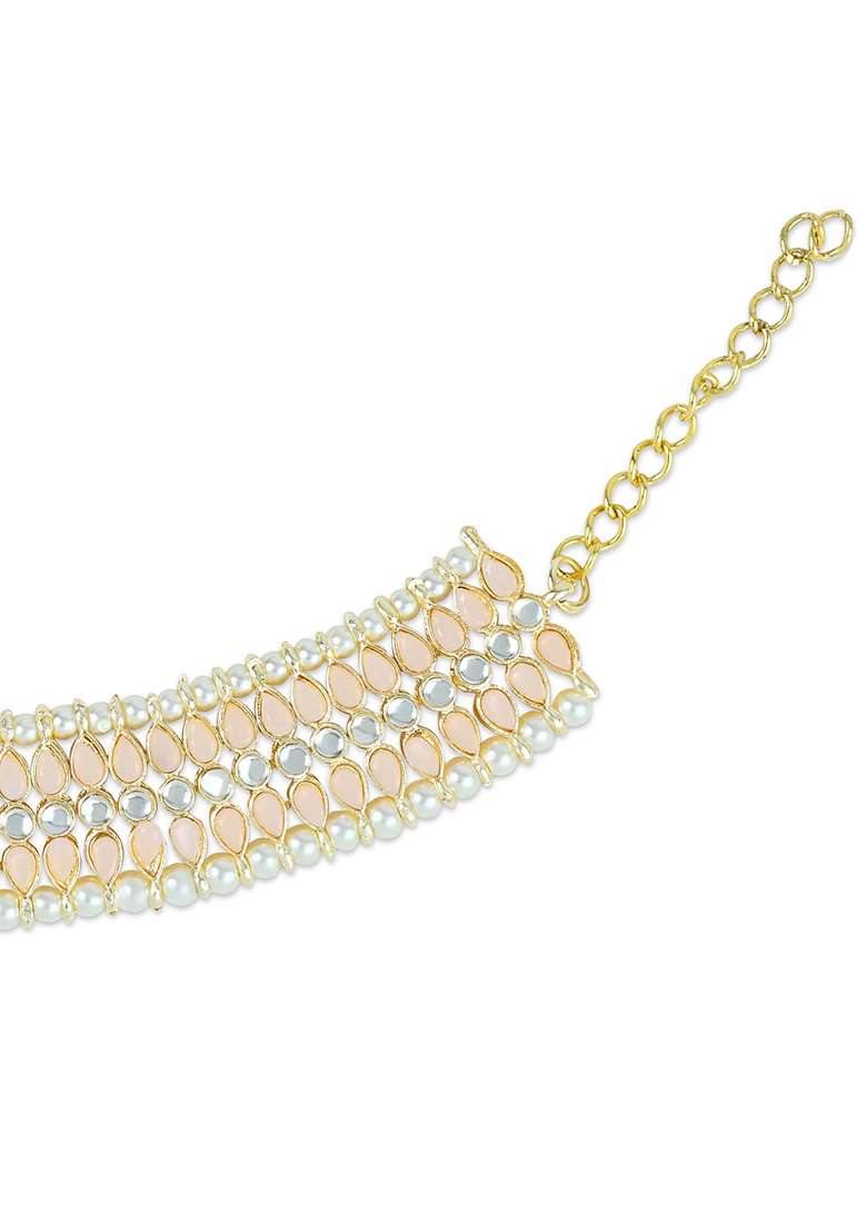 Traditional Alloy Gold Plated Kundan Pearl Payal Anklets - Indya