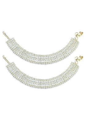 Traditional Alloy Gold Plated Kundan Pearl Payal Anklets