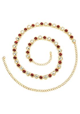 Gold Plated Traditional Ethnic Round Kundan Studded Adjustable Kamarband