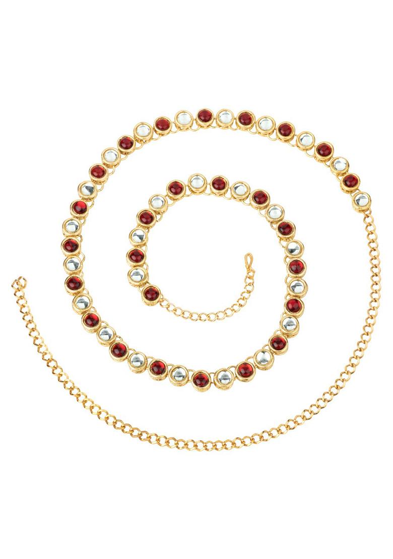 Gold Plated Traditional Ethnic Round Kundan Studded Adjustable Kamarband