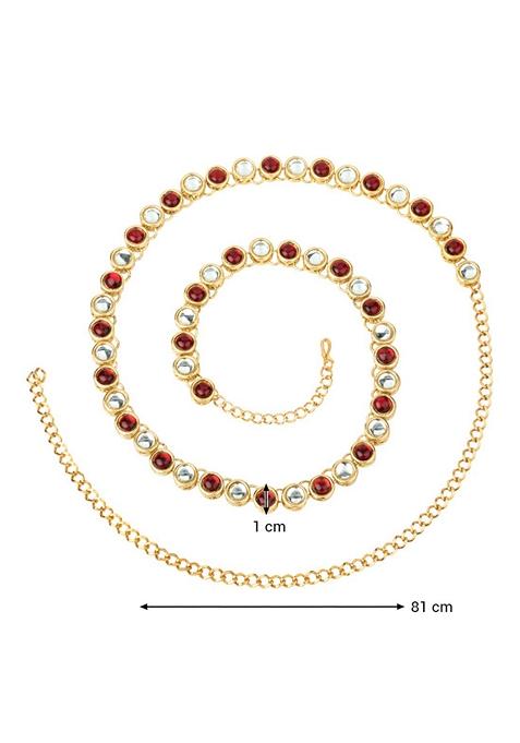 Gold Plated Traditional Ethnic Round Kundan Studded Adjustable Kamarband