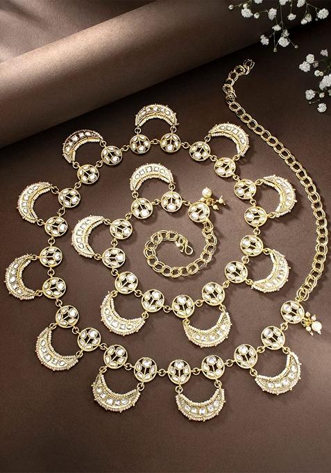 Gold Plated Traditional Ethnic Kundan Studded Adjustable Pearl Kamarband