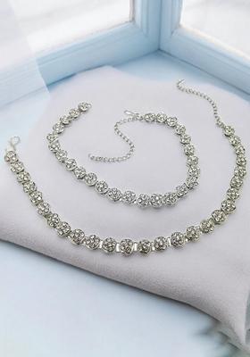 One String American Diamond Silver Plated Anklet With Ghungroo