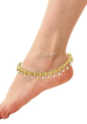 Pearl And American Diamond Gold Plated Anklet