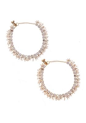 Gold Plated Pearl And Mirror Fusion Anklet