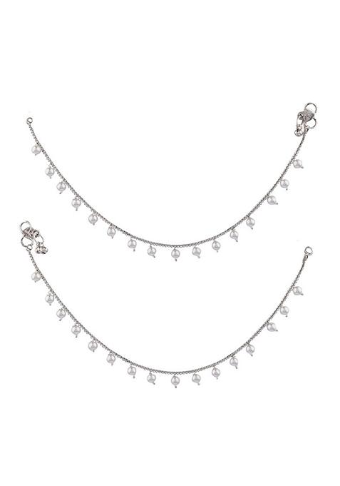 Silver Plated Pearl Adorned Anklet