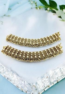 Statement Kundan Antique Gold Plated Bridal Anklet