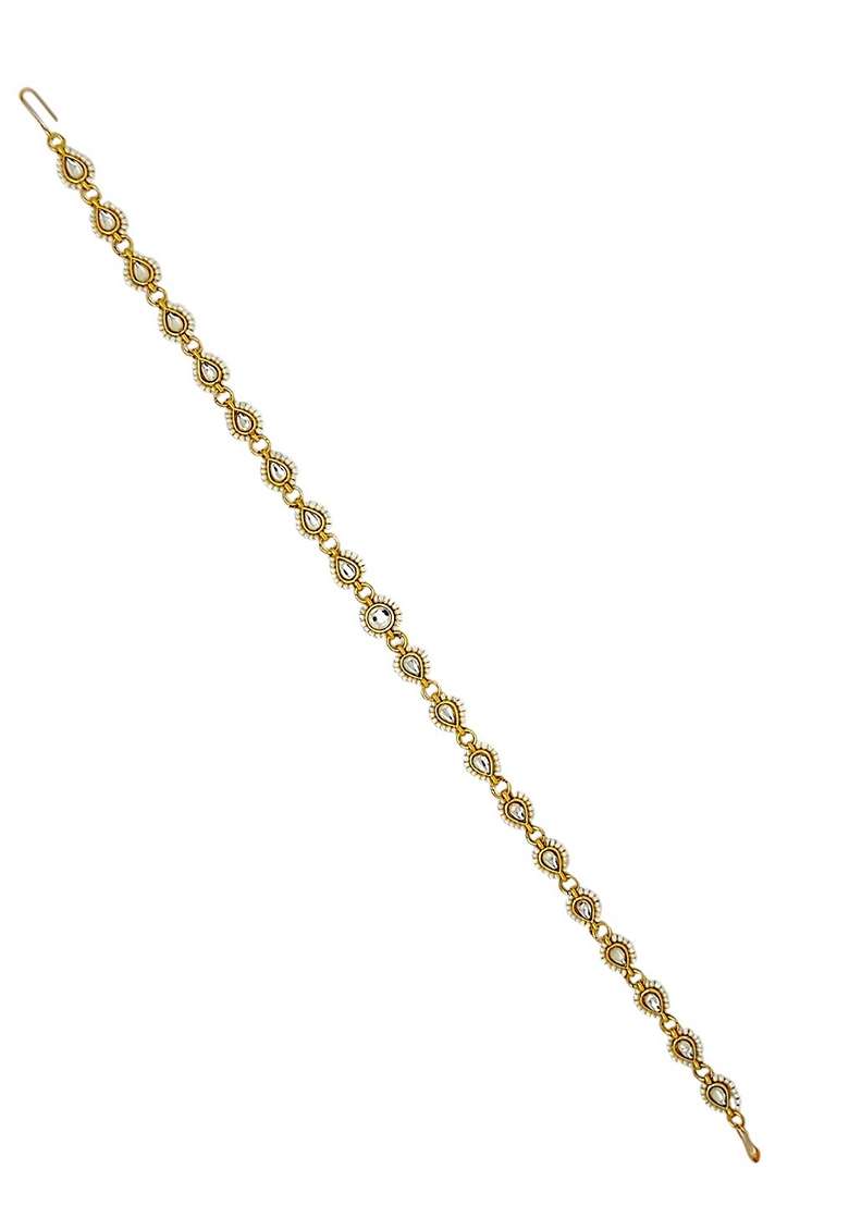 Gold Kundan Studded Mathapatti - Indya