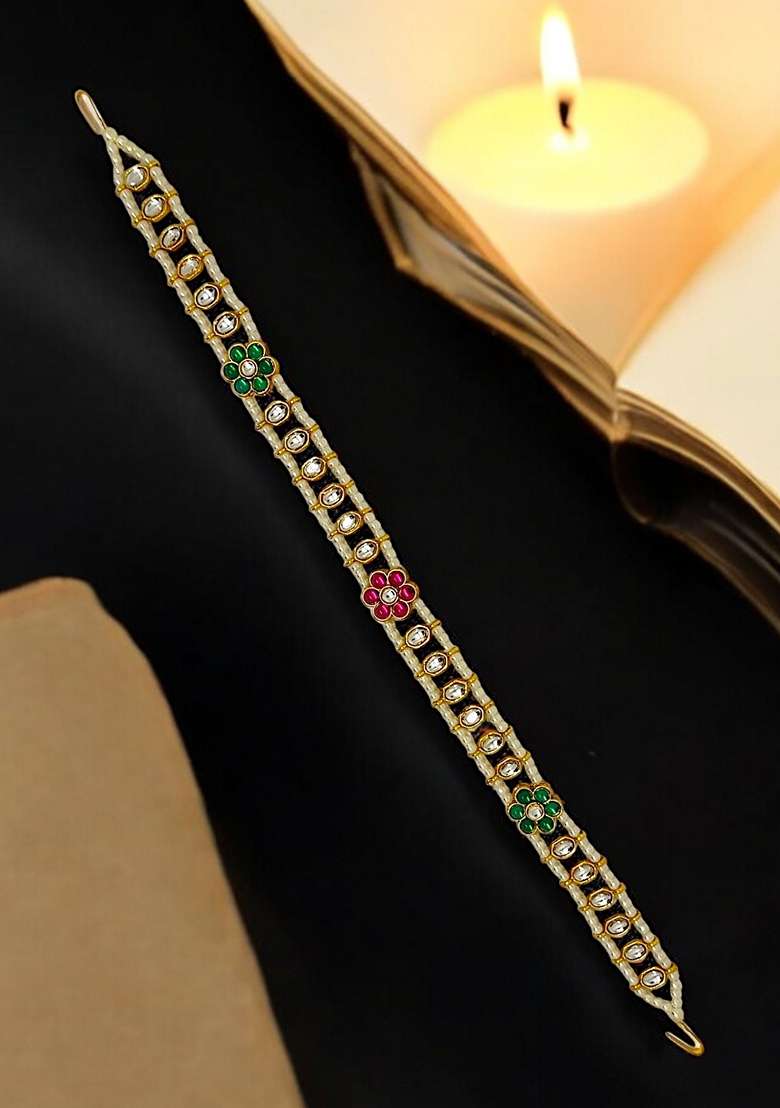 Gold Kundan Studded Mathapatti - Indya