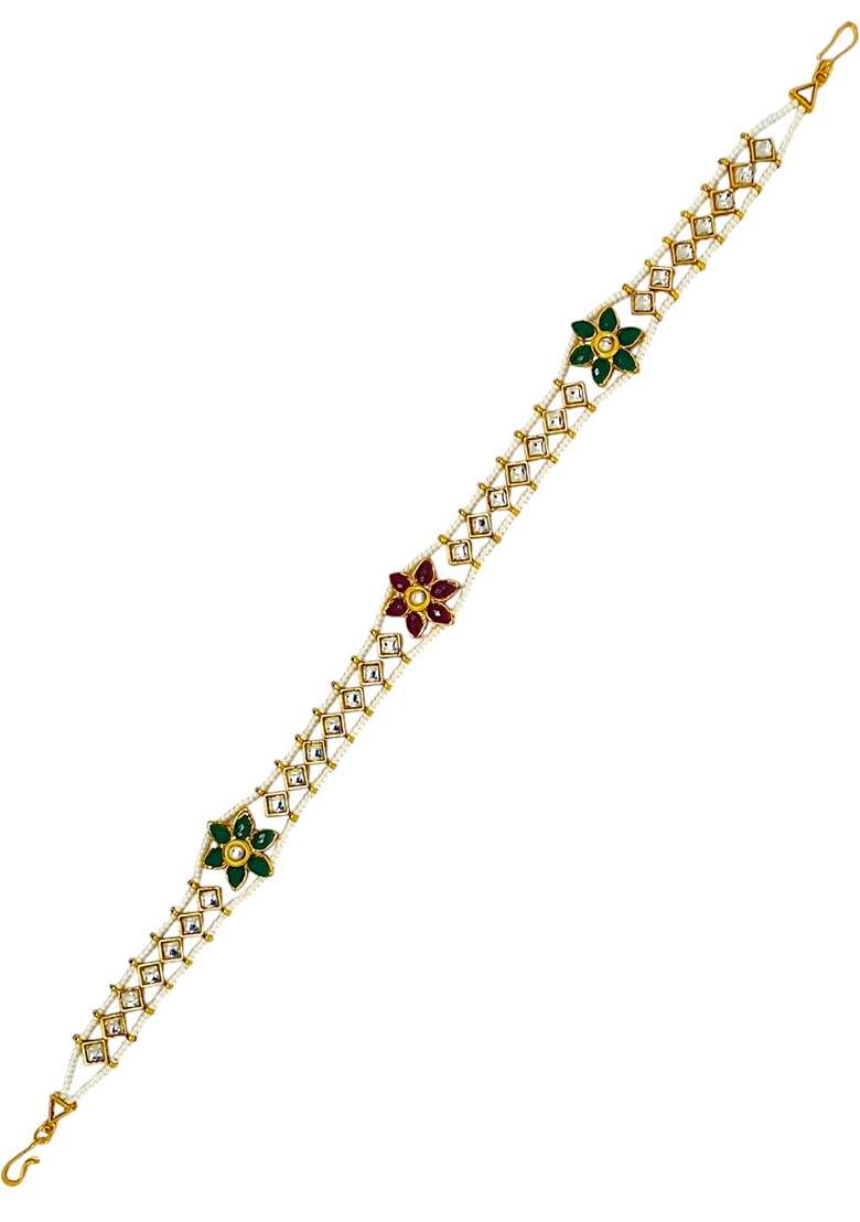 Gold Kundan Studded Mathapatti - Indya