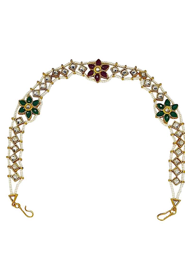Gold Kundan Studded Mathapatti - Indya