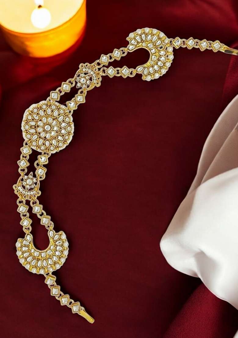 Gold Kundan Studded Mathapatti - Indya