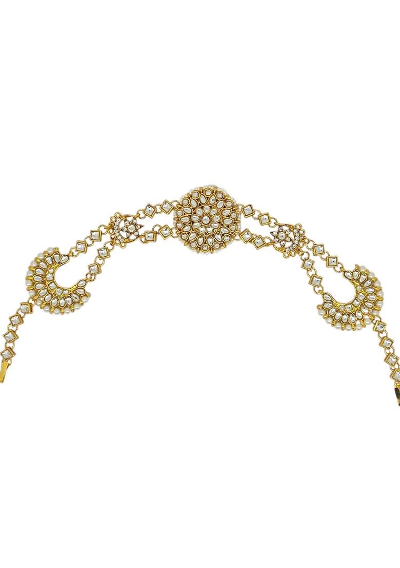 Gold Kundan Studded Mathapatti - Indya