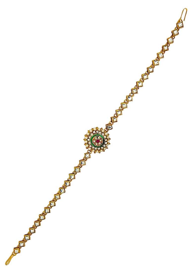 Gold Kundan Studded Mathapatti - Indya
