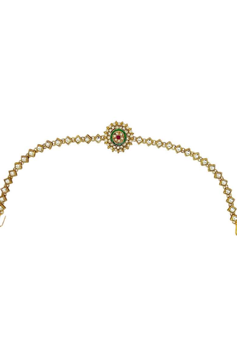 Gold Kundan Studded Mathapatti - Indya