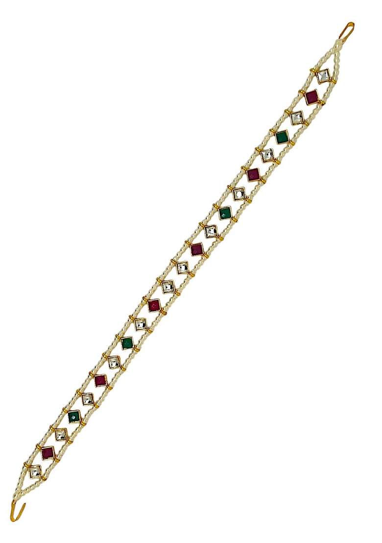 Gold Kundan Studded Mathapatti - Indya