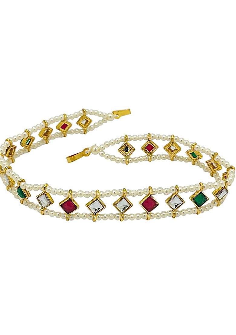 Gold Kundan Studded Mathapatti - Indya