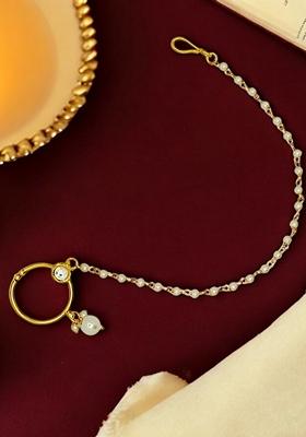 Gold Kundan Studded Nose Ring