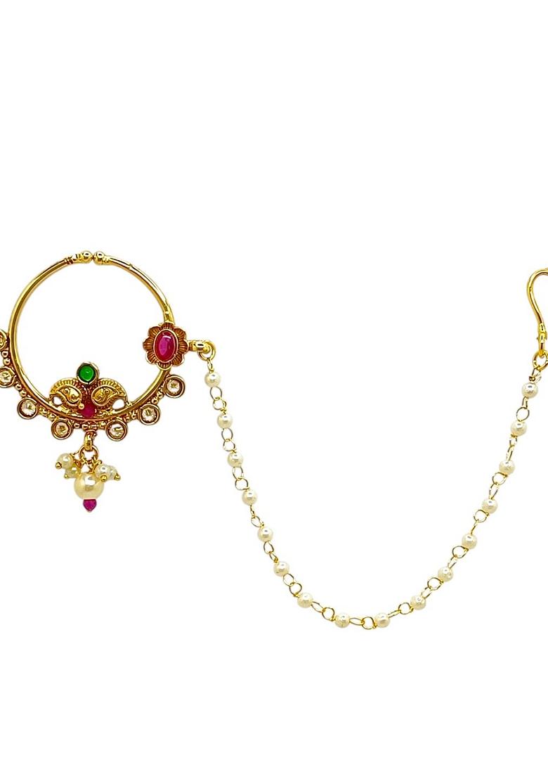 Gold Stone Studded Nose Ring