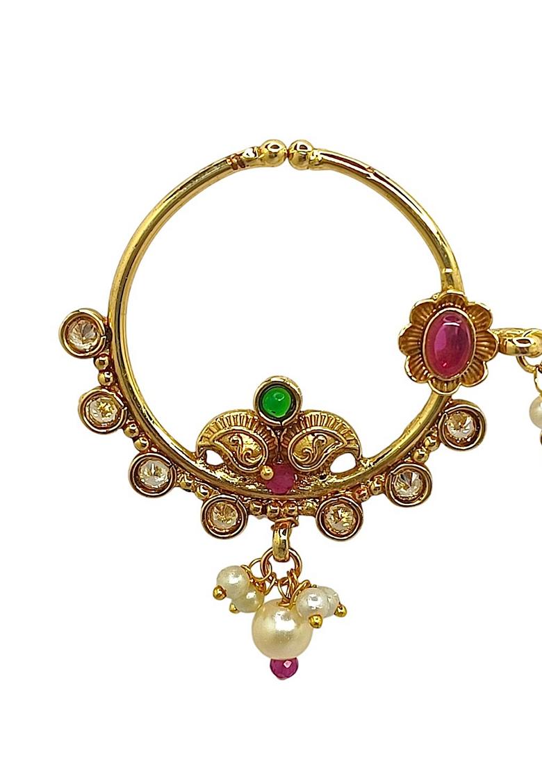 Gold Stone Studded Nose Ring