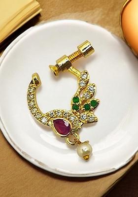 Gold Cz Stone Nose Ring
